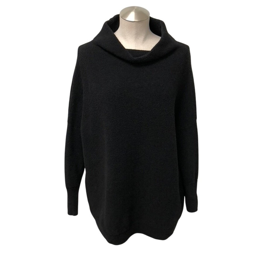 Free People Ottoman Slouchy Tunic Sweater Womens Small Black Mock Neck Oversize